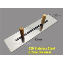 타일링 500x120x0.7mm 스테인레스 스틸 블레이드 더블 나무 손잡이 석고 흙손 건설 콘크리트 주걱, 한개옵션0
