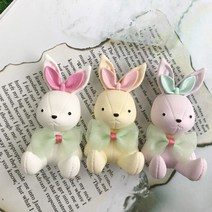 쓰리타임 / 차량용 리본순이 앉은토끼 석고 방향제, 옐로우