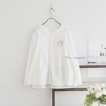 고급스러운 레이스 카라 로맨틱 내츄럴 앤틱 빈티지 봄 여름 간절기 면 블라우스 이플