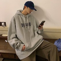 이유까까 남성용 DEAER 오버핏 기모 후드티