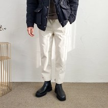 코코로맨틱 남자 기모 와이드 밴딩 크림 팬츠 겨울 슬랙스