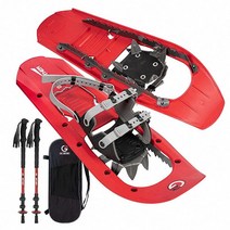 G2 63.5cm(25인치) 산악 지형 스노우슈즈 향상된 확장 크램폰 EVA 폼 패딩 유연한 피벗 바 토트백 레드 392036, 30 inch