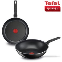 테팔 심플리클린 프라이팬 + 웍 세트 2개, 블랙+레드, 프라이팬 28cm + 웍 28cm