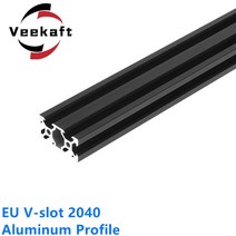 1PC V-슬롯 2040 검정색 알루마이트 알루미늄 프로파일 EU 표준 압출 100-800mm 선형 레일 CNC 3D 프린터 목공용, [01] 100mm
