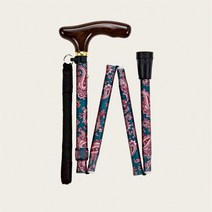 일본 수입 노인 노인 지팡이 접이식 지팡이 지팡이 패션 미끄럼 방지 경량 트레킹 폴 여성 목발, 짙은 녹색 꽃 139-160cm