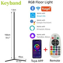 led스탠드 Tuya 와이파이 RGB 코너 램프 원격 LED 플로어 스탠드 조명 음성 제어 Alexa Google Assistant, 01 EU Plug_01 Black_01 1500mm