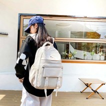 정면 포켓 고등학생 중학생 베이직 스타일 백팩 여성백팩 여자 깔끔