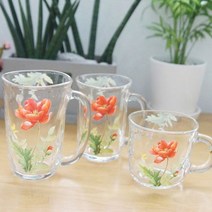 바보사랑 일본 아델리아 유리컵 3P세트 레드플라워.베가, 대3P