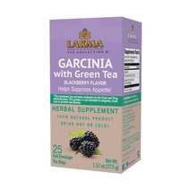 Lakma 가르시니아 녹차 블랙베리 맛 티백 25개 100% 천연 무설탕 글루텐 프리 및 GMO USA 미국