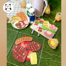 (캠핑음식 인쇄펠트) 어린이집 유치원 환경구성 캠핑놀이 퍼포먼스교구