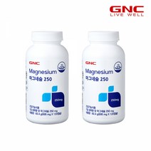 [GNC] 마그네슘 250 (120캡슐) 4개월분 x 2병_(48415), 단품, 단품