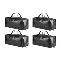 SpaceAid 튼튼한 이사 가방 백팩 스트랩이 있는 엑스트라 라지 보관 토트 튼튼한 손잡이 및 지퍼 이사 상자 대체품 포장 및 이동 용품 블랙 (4팩), Black_10 Pack