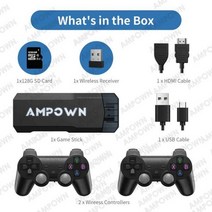 Ampown 비디오 게임 콘솔 무선 컨트롤러 4K HDMI 레트로 휴대용 에뮬레이터 PS1 N64 용 40000 개 이상의 GD20 GD10, 5.GD20 128G 50K Games