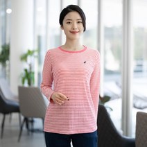 모슬린 엄마옷 긴팔 라운드 스트라이프 면티셔츠 ETS302003 마담 미시옷 중년여성의류 빅사이즈 50대 60대여성옷