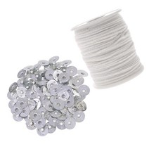 200pcs 금속 촛불 심지 기본 지지대 탭 61m 코튼 캔들 코어 심지, 설명, 실버 화이트, 설명