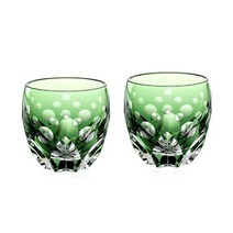 [내일 락 토일 · 공휴일 대응] 황실 어용품 일본제 카가미 크리스탈 (KAGAMI) 전통 공예사 나베야 쇼작 에도 키리코 수선화 페어 글래스 냉주배 내축 기념품 세축