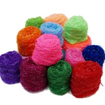 반짝이 수세미실 동대문 부전모사 뜨개실 뜨게실 털실 코바늘실 수세미 뜨개질, 나무손잡이코바늘5호, 75g, 4.형광연두