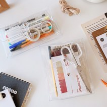 PVC 투명 펜슬케이스 클리어 케이스 다용도 필통 파우치 2종, 파우치 타입