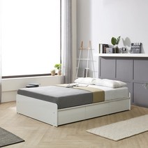 노랑나무 릴리 헤드없는 무헤드 높은 수납 서랍 저상형 평상형 침대 프레임 틀 SS Q, 릴리 무해드 침대 (높이300mm), LPM 화이트(유광)