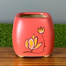 다육맘 수제화분 미니사각꽃분, 레드