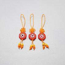 전통매듭팔각꽃 1.7cm×11cm 주황 전통공예 장신구줄전통소품 노리프렌즈 만들기재료 전통꾸미기