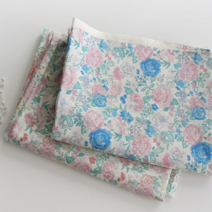 대폭 면 60수 아사 로잘린 로즈플라워 천 원단(2컬러), 핑크옐로우