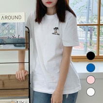 험블스튜디오 여름코디 트로피칼 로고티 루즈핏 여성면반팔티셔츠