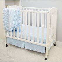 American Baby Company Heavenly Soft 밍키 도트 3피스 미니/휴대용 아기 침대 침구 세트 에크루 남아 및 여아용, Blue
