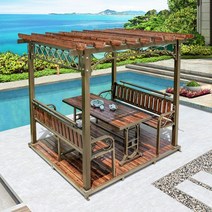 야외정자 원두막 조립식 파고라 바베큐장 정자, 6인용 포도 격자 Meilun 파빌리온(플랫폼 포