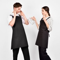 쿡션 생활방수 주방 식당 서빙 미용실 H형 끈여밈 앞치마, (20426) M, [701284] 검정, 1개