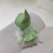 강아지 옷 티셔츠 애견의류 재미있는 니트 슬링 스커트 애완견 드레스 모자 의류 개 조끼 초소형 귀여운 치와와 달콤한 판매 여름, 6.Green - XS