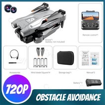 입문용 촬영용 미니 드론 새로운 Z908 프로 드론 와이파이 FPV 미니 4K HD 전문 듀얼 카메라 3 면 장애물, 01 Gray 720P 1B