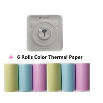 스마트폰포토프린터 휴대용포토프린터 a6 mini peripage pocket Thermal photo printer mobile 블루투스 휴대용 레이블 티켓 영수증 pos 접착, 프린터 추가 6 롤