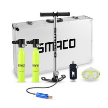 SMACO 스쿠버 다이빙 스노클링 미니 산소통 세트 (산소통2개), 블랙