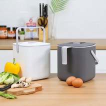 위생적인 분리형 배수채반 밀폐형 음식물 쓰레기통 3L, 그레이
