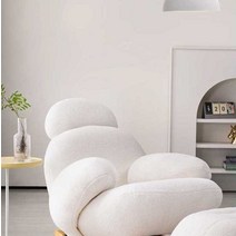 의자 흔들 편한 크림 거실 라운지, 그래스 그린 + 머리받침대