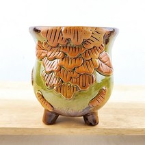 오루망 예쁜 베란다 수제 중형 원형 다육이 화분 130번, 130번 유광 초록