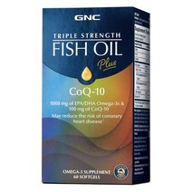 GNC 피쉬오일 플러스 코큐텐 60정 도코사헥사에노익산 에이코사펜타엔산, 1개, 기본