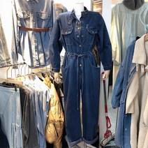 88사이즈 캐주얼 중년 중청 와이드 점프수트 키큰녀 여성 키작녀 오버롤 빈티지 간절기 데님 트윈