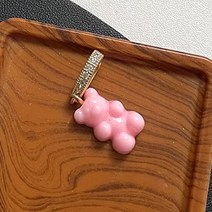 다왕 JduPK002 컬러 미니 곰 펜던트 팬던트 (뱀줄 목걸이 추가선택)