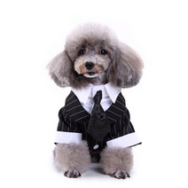 HALOKAIYA 애완동물 드레스 강아지 양복 연미복 결혼 예복 중/소형견 고양이 나비넥타이 넥타이 멋지다 복장-04, 02