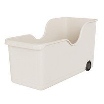 바퀴가 달린 주최자 빈 수납 용기 세면대 아래 캐비닛 선반 욕실 용 화장품 주최자 수납 바구니 보관함 상자, 하얀색, 36.3cmx11.5cmx23cm, 플라스틱, 1개