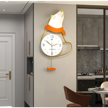 귀여운 개성있는 독특한 유니크 디자인 무소음 벽걸이 시계, 북극곰