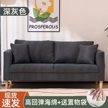 북유럽 패브릭 심플 소파 2인용 3인용 원룸 자취 인테리어, 3명 173cm [택배 + 무료 베개], 다크 그레이[고탄성 스펀지]