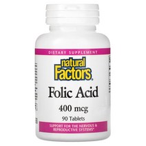 Natural Factors 엽산 400mcg 90정 100730, 1000mcg