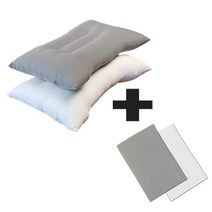 씨클라우드 경추베개 + 커버 2개1세트 1+1 빨아쓰는 극세사 베개 2p, 그레이+커버 1+1