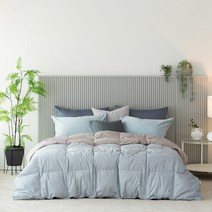 [소프라움] 앤더슨 오리털 덕다운 차렵이불 퀸 (블루 그레이)