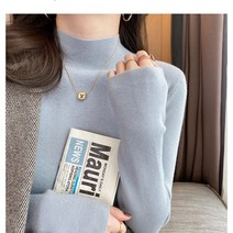 봄 패션 니트 여성 봄 내부 반 터틀넥 스웨터 슬림핏 긴팔 중간 목 탑