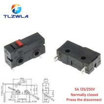 엘이디등 led센서등 LED등 조명 부품 마이크로 스위치 구리 접촉 5a 125250v 미니 리미트 스위치 없음 nc 23pin 롤러 아크로드 빠른 버튼 스위치, 일반적으로 닫힌 nc, 5개