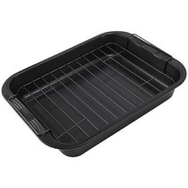 제빵 기구 세트 가정용 탄소 강철 붙지 않는 Bakeware 베이킹 트레이 세트 냉각 랙 쿠키 시트 팬, 01 Black